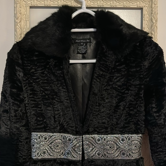 Heart Moon Star Luxurious Black Teddy Jacket - Picture 6 of 12
